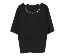 T-Shirt mit Münzbesatz - Schwarz