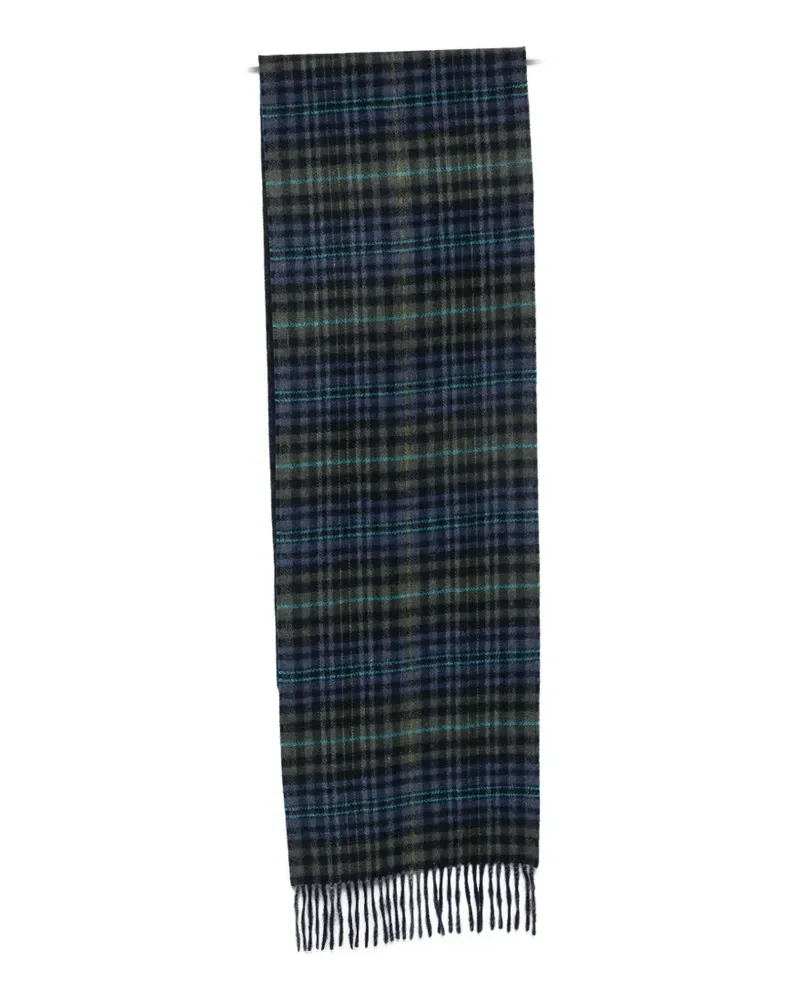 Paul Smith check-pattern fringed scarf - Blau Blau