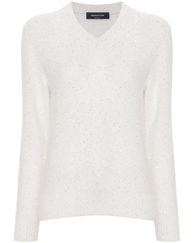 Fabiana Filippi Pullover mit Pailletten - Weiß Weiß