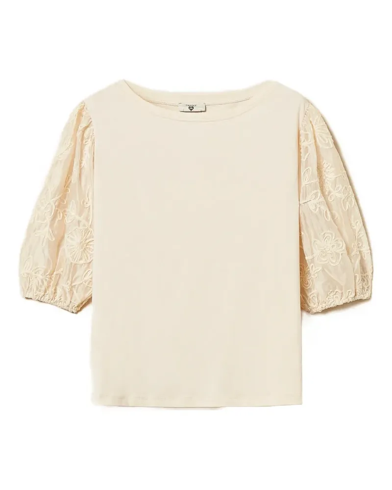 Twin-Set embroidered-sleeve blouse - Nude Nude