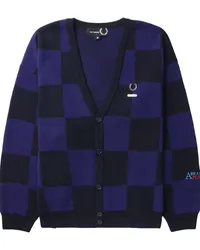 Fred Perry x Raf Simons karierter Cardigan Blau