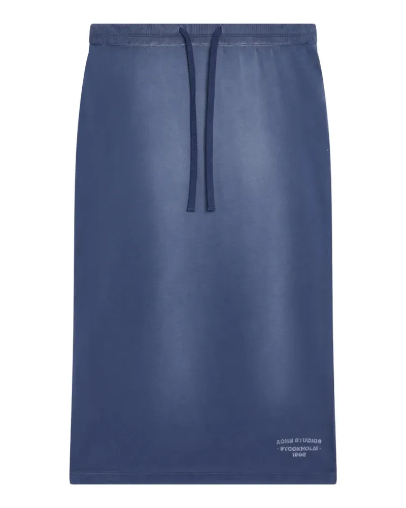 Acne Studios drawstring logo-print midi skirt - Blau Blau