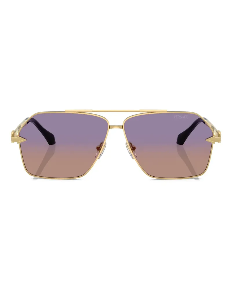 Versace Sonnenbrille mit geometrischem Gestell - Gold Gold