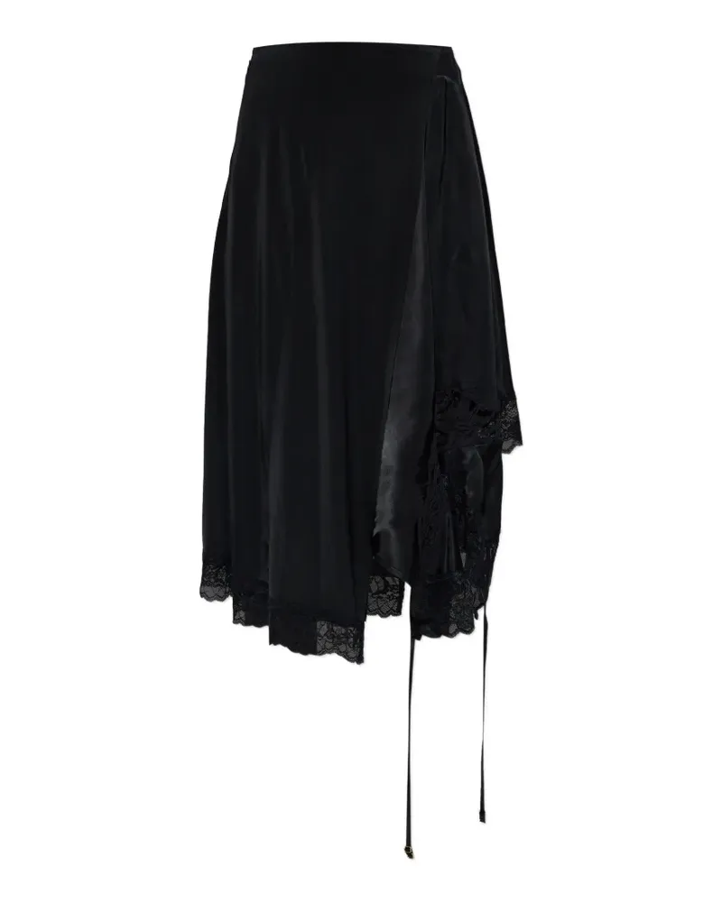 VETEMENTS lace-trim asymmetric skirt - Schwarz Schwarz