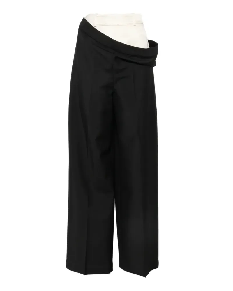 Róhe Weite Hose mit doppeltem Bund - Schwarz Schwarz