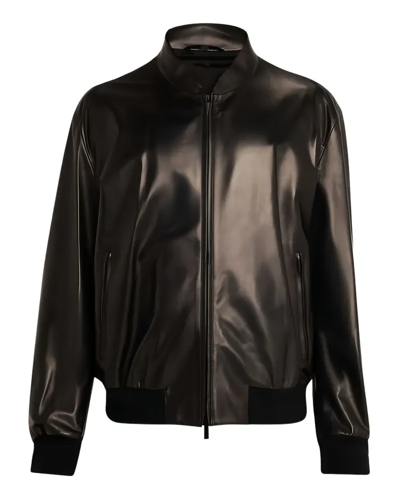 Giorgio Armani zipped leather jacket - Schwarz Schwarz