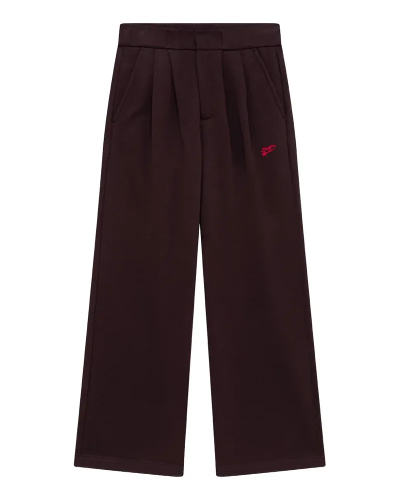 MSGM Gerade Hose mit Logo-Stickerei - Braun Braun