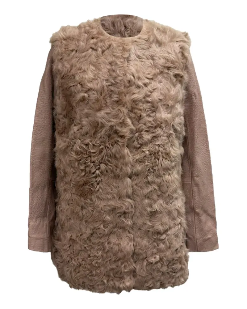 Maje textured shearling coat - Nude Nude