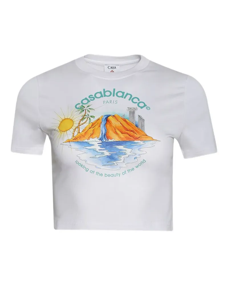 Casablanca Paris Cropped-T-Shirt mit Print - Weiß Weiß
