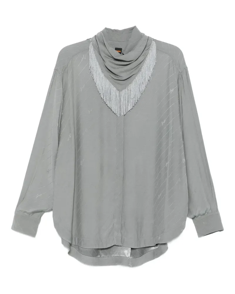 HUGO BOSS Bluse mit Fransen - Grau Grau