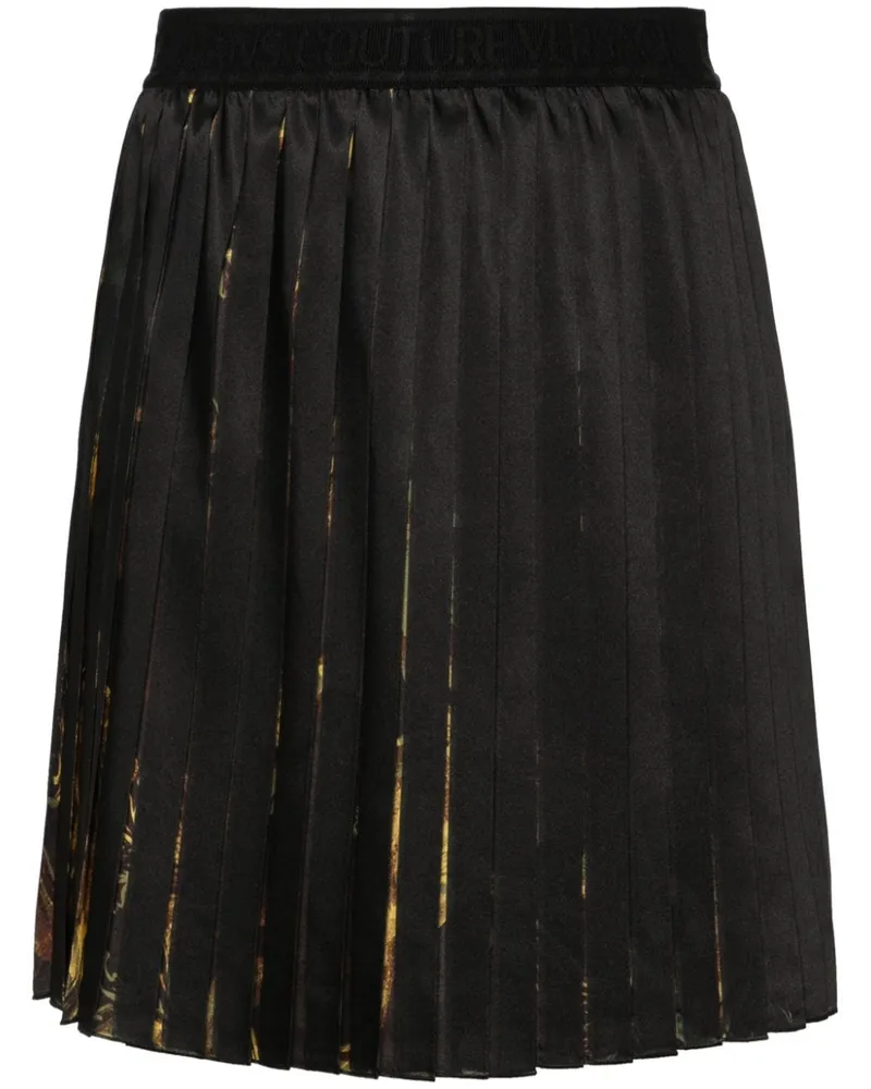 Versace Jeans Falten-Minirock mit Watercolour Couture-Print - Schwarz Schwarz