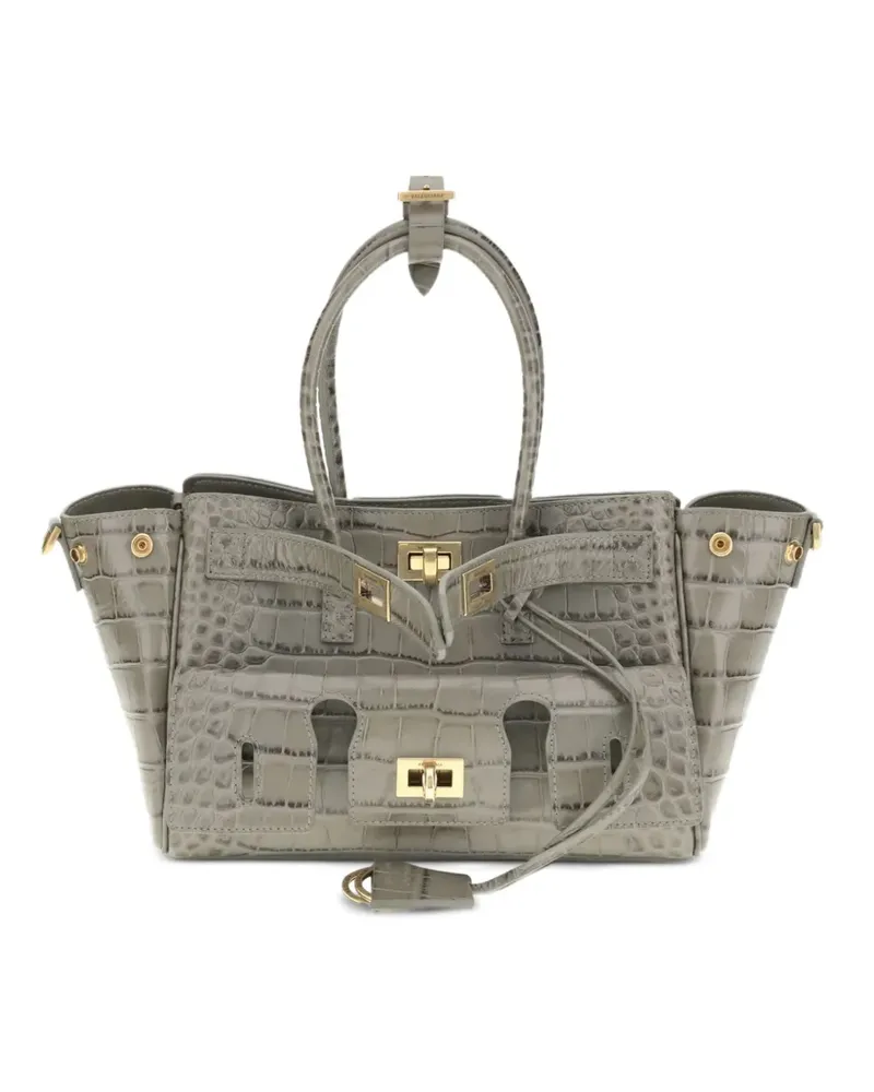Balenciaga Mini Bel Air Tote Bag mit Kroko-Optik - Grün Grün