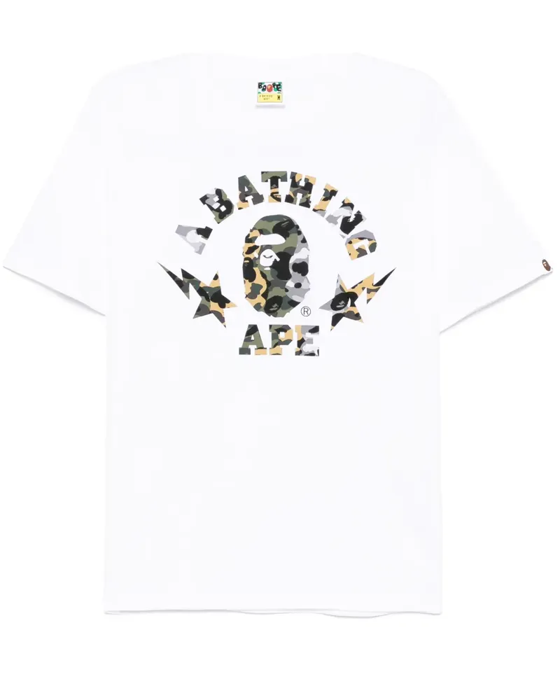 BAPE 1st Camo Crazy STA College-T-Shirt - Weiß Weiß