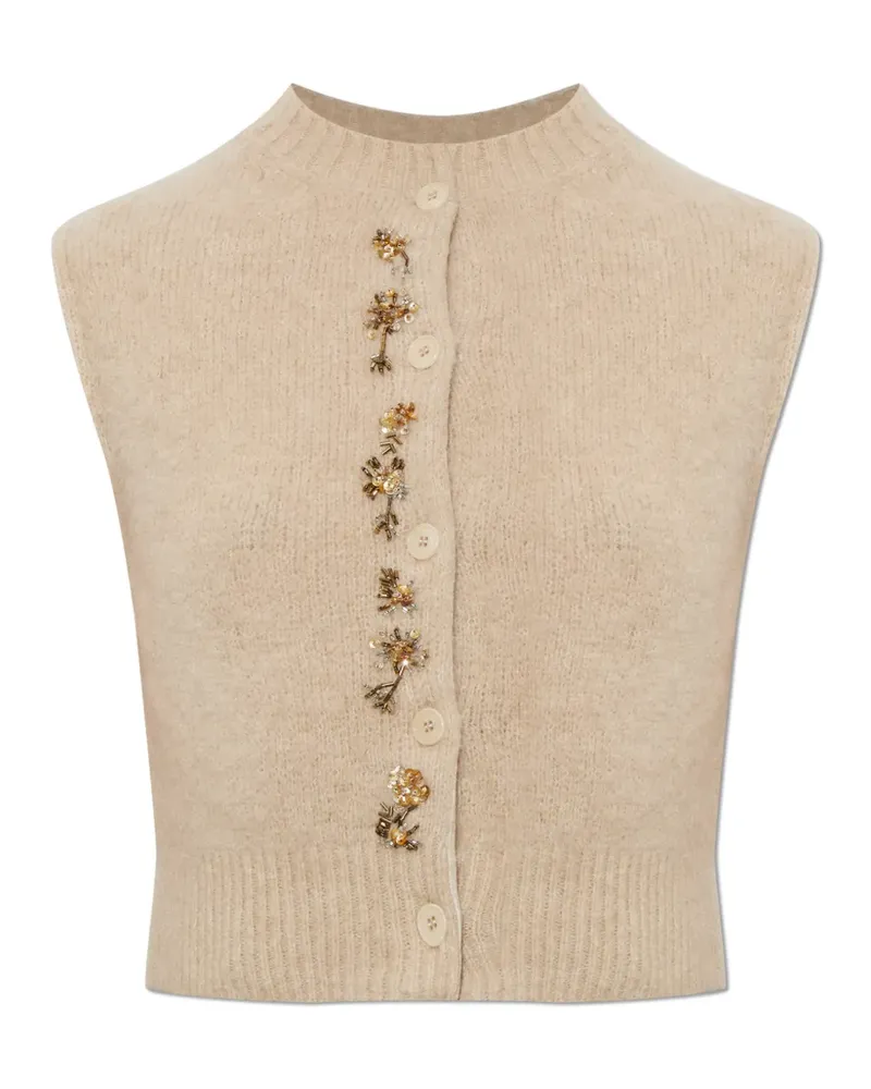 forte_forte embellished knitted vest - Nude Nude