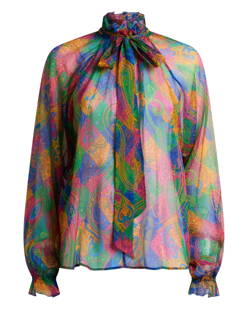Etro geometric paisley silk top - Grün Grün