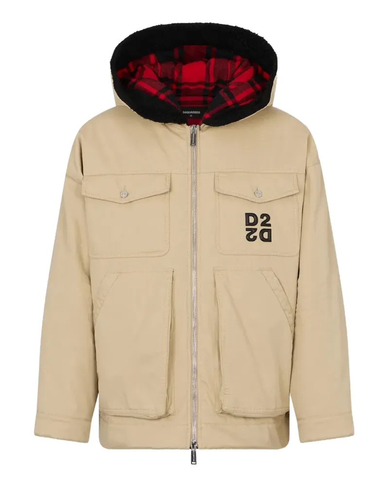 Dsquared2 Kapuzenjacke mit Logo-Patch - Nude Nude