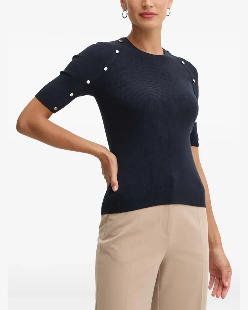 HUGO BOSS ribbed-knit button-detail sweater - Blau Blau