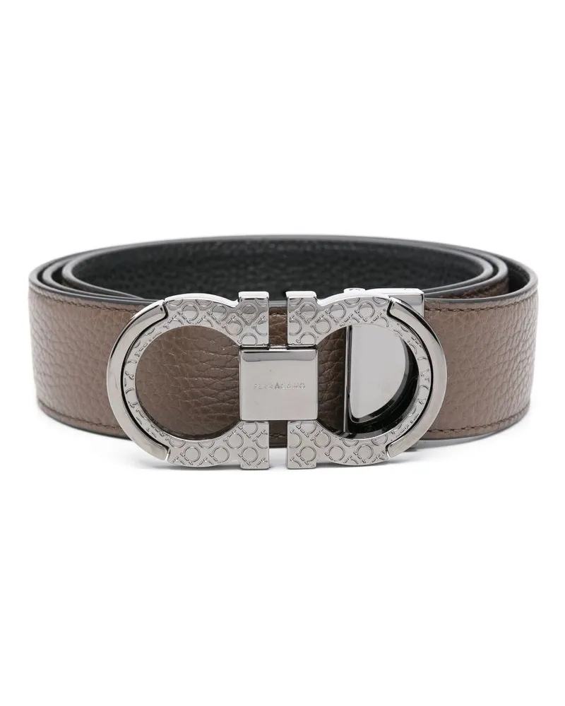Ferragamo Wendbarer Gancini Gürtel - Schwarz Schwarz
