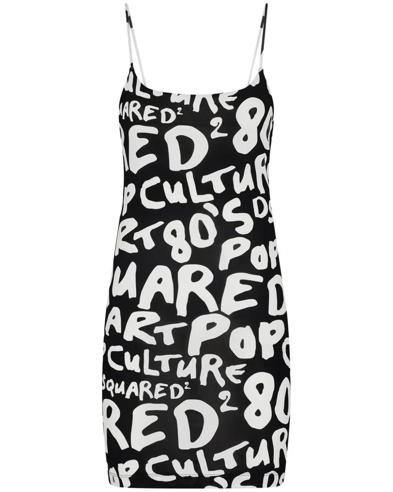 Dsquared2 Minikleid mit grafischem Print - Schwarz Schwarz
