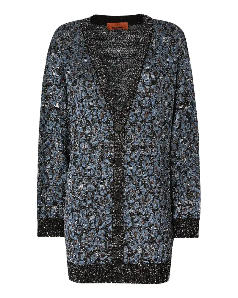 Missoni buttoned animal-print cardigan - Blau Blau