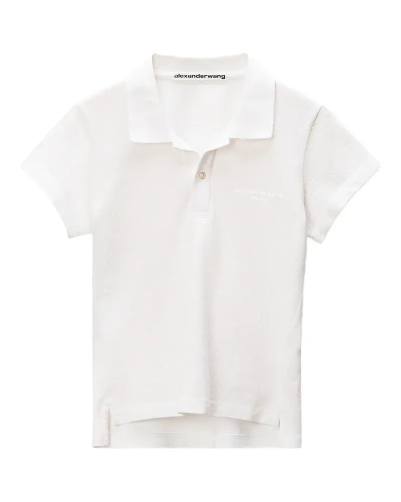 Alexander Wang crystal-embellished polo top - Weiß Weiß