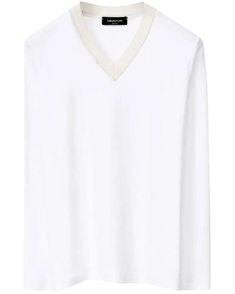 Fabiana Filippi T-Shirt mit V-Ausschnitt - Weiß Weiß