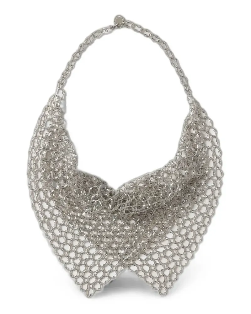 Emporio Armani bead-embroidered mesh necklace - Silber Silber