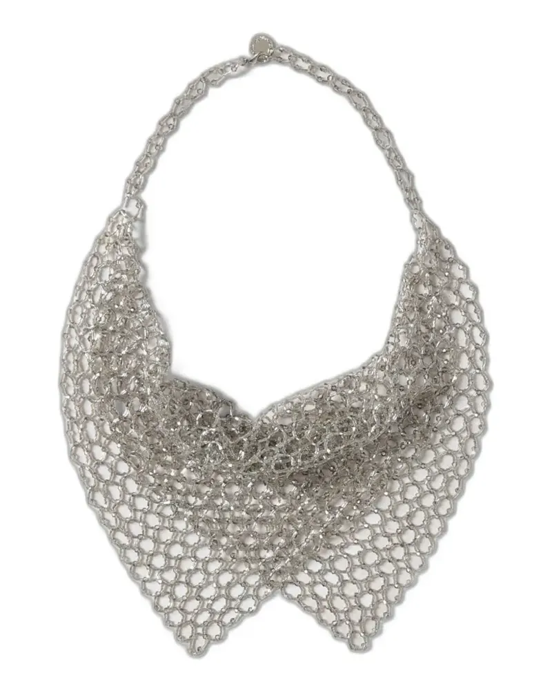 Emporio Armani Mesh-Halskette mit Perlenstickerei - Silber Silber