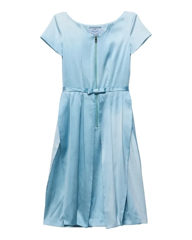 Prada washed silk-duchesse dress - Blau Blau