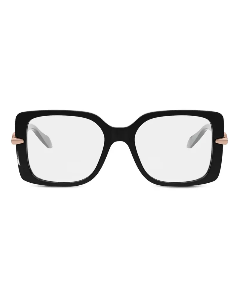 Bulgari Eckige Brille mit verzierten Bügeln - Schwarz Schwarz