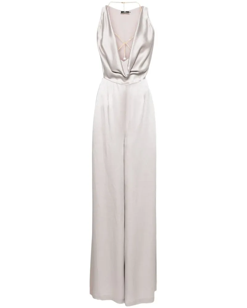 Elisabetta Franchi Jumpsuit mit Körperkette Nude