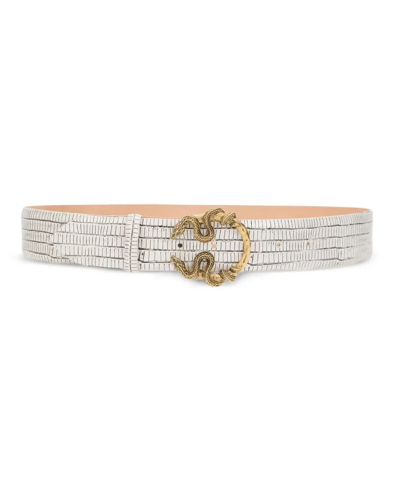 Roberto Cavalli snake-buckle belt - Weiß Weiß