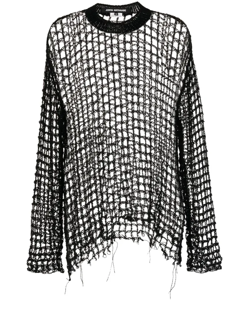 Junya Watanabe Pullover in Lochstrick - Schwarz Schwarz