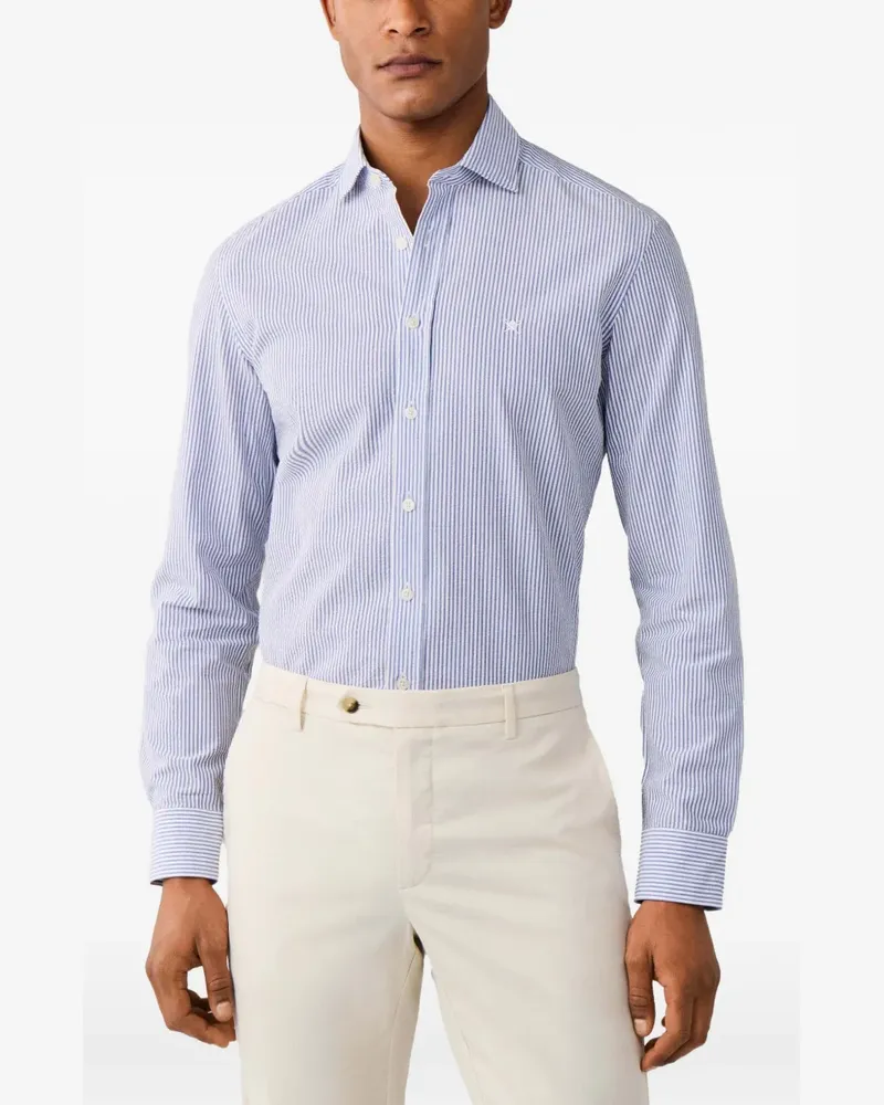 Hackett Seersucker-Hemd mit Bengal-Streifen - Blau Blau
