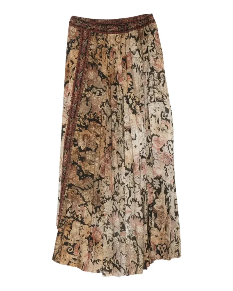 Pierre-Louis Mascia floral-print asymmetric skirt - Gold Gold