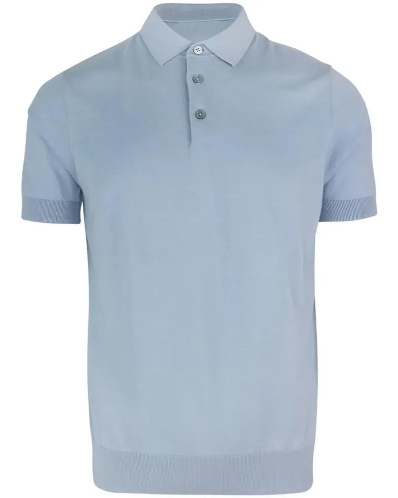 Paolo Pecora Milano Fein gestricktes Poloshirt Blau
