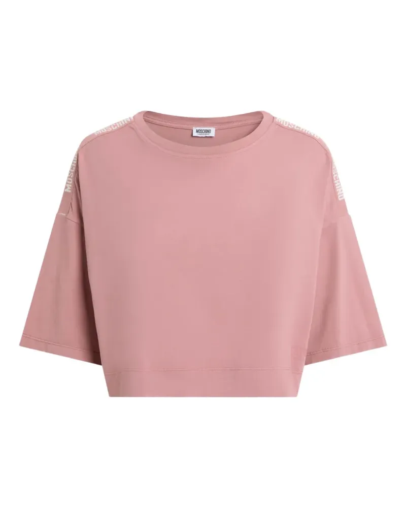 Moschino Cropped-T-Shirt mit Logo-Streifen - Rosa Rosa