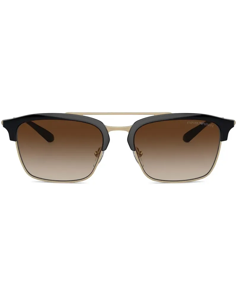 Emporio Armani Sonnenbrille mit eckigem Gestell - Schwarz Schwarz