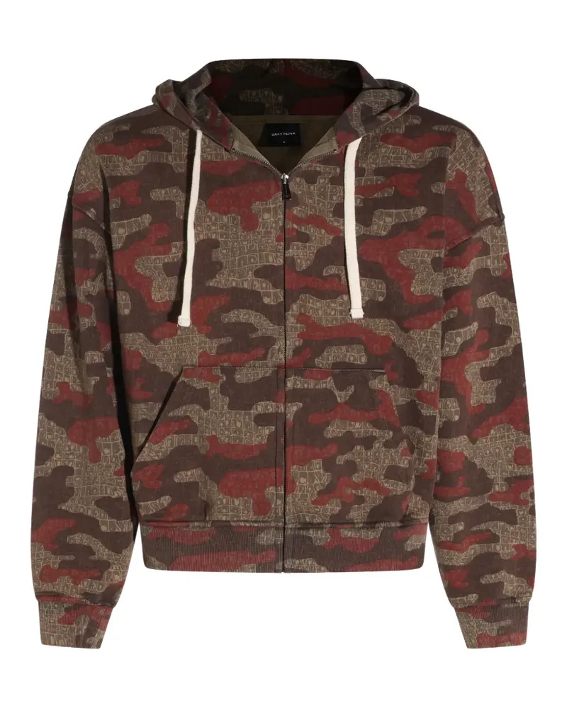 Daily Paper camouflage-print zip-up hoodie - Braun Braun