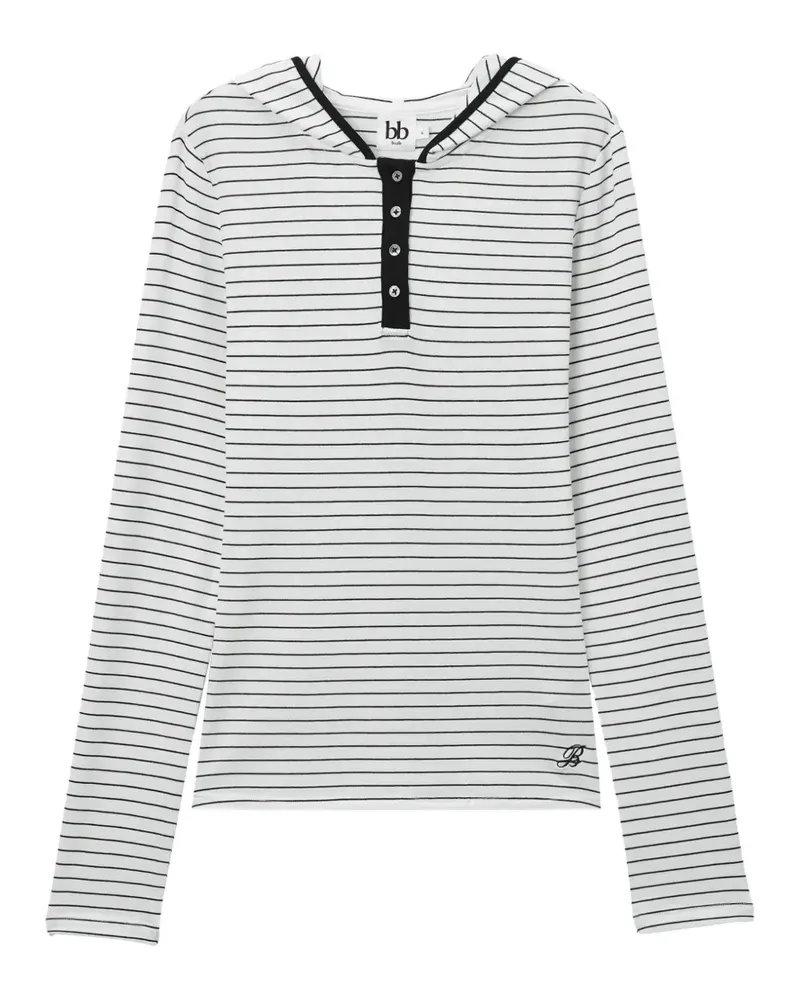 b+ab Gestreiftes Kapuzenoberteil - Weiß Weiß