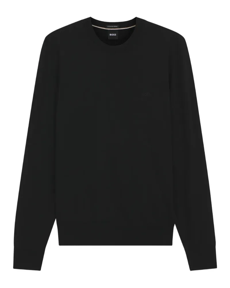 HUGO BOSS merino-wool sweater with logo embroidery - Schwarz Schwarz
