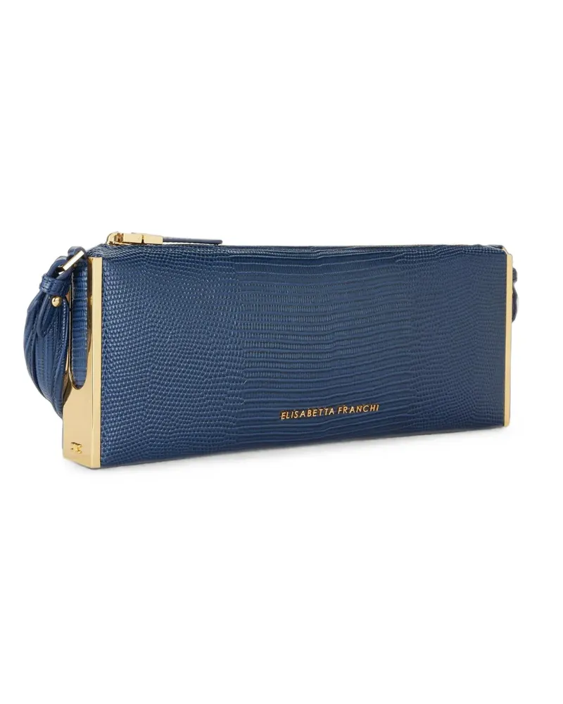 Elisabetta Franchi Schultertasche mit Eidechsen-Print - Blau Blau