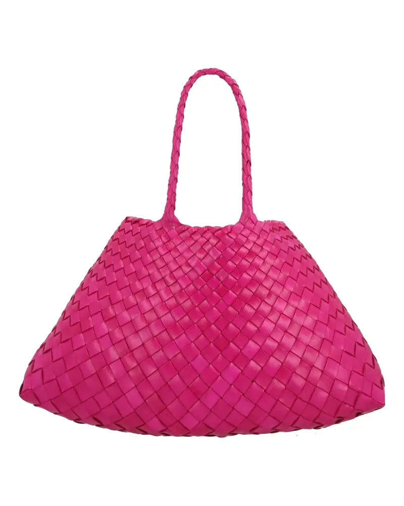 Dragon Diffusion small Santa Croce woven shoulder bag - Rosa Rosa