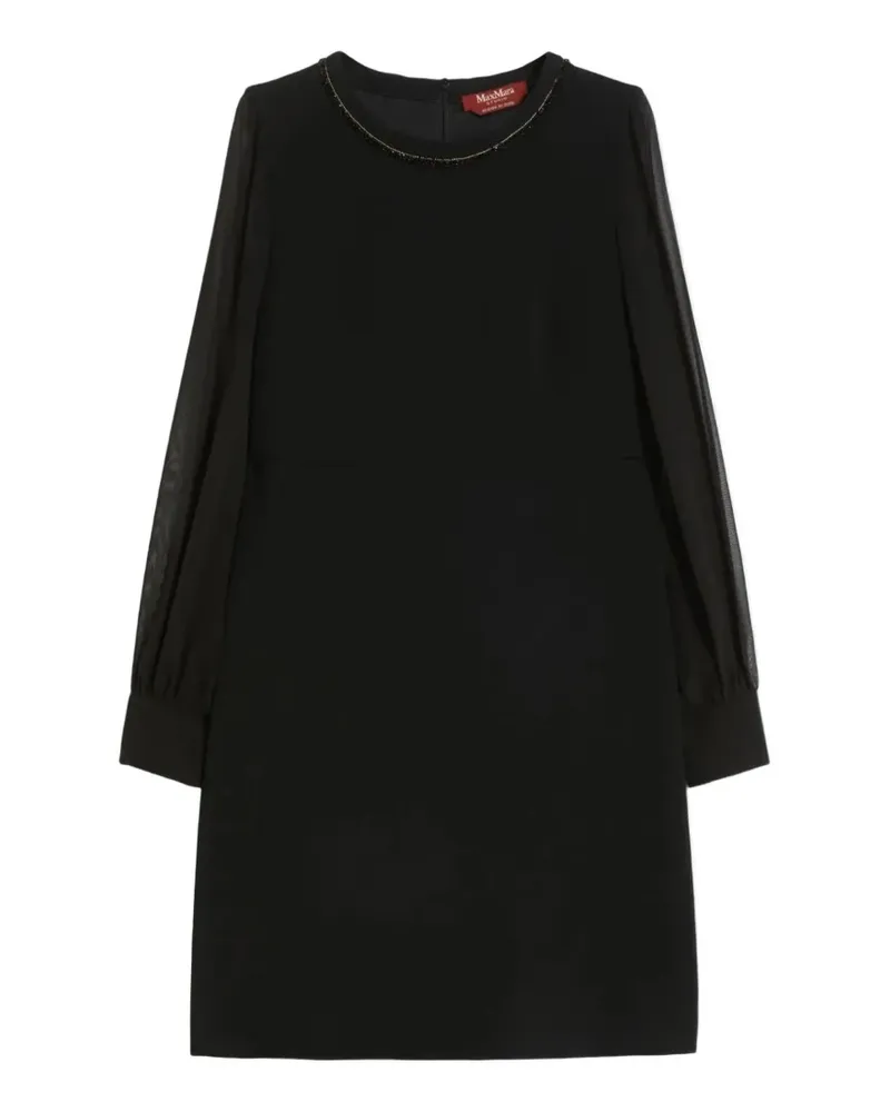 Max Mara Volto beaded-neck sheer-sleeve dress - Schwarz Schwarz