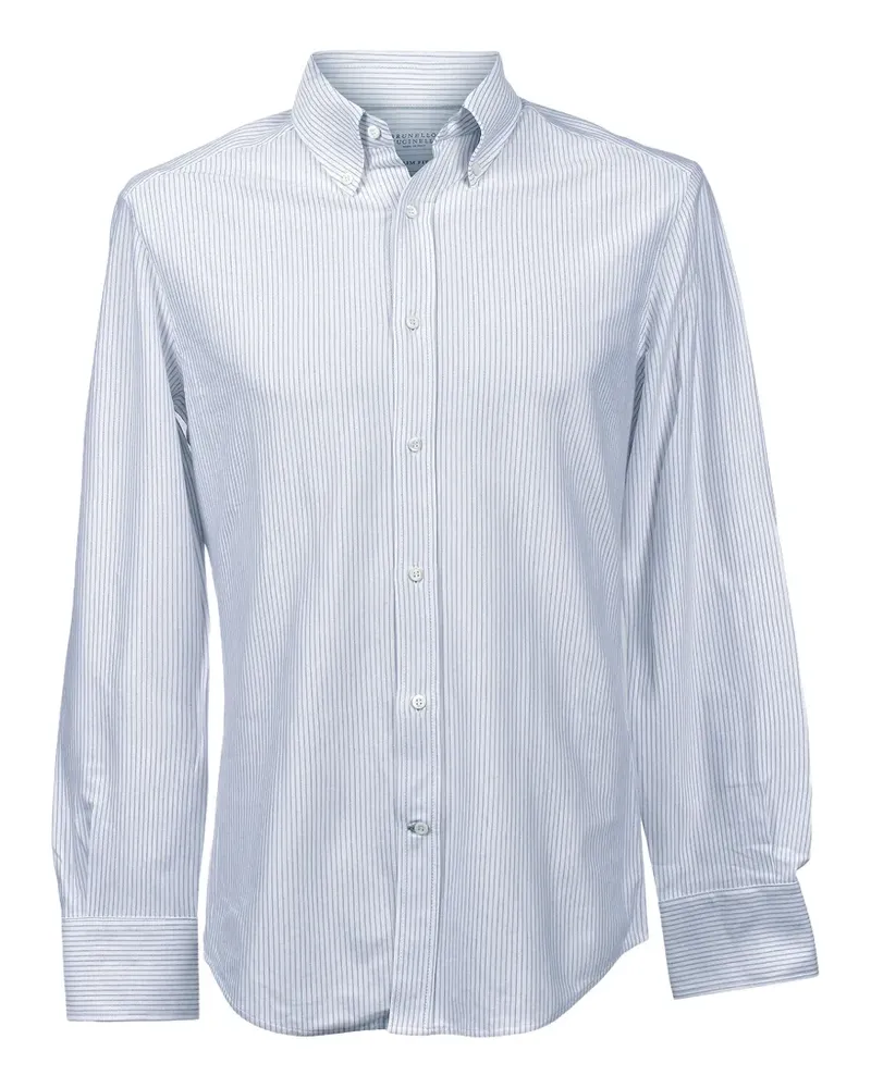 Brunello Cucinelli Gestreiftes Hemd - Weiß Weiß