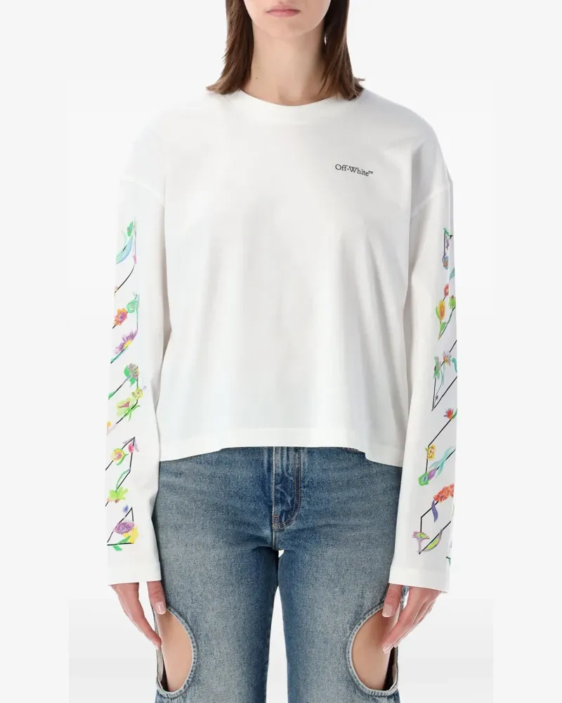 OFF-WHITE floral-print long-sleeve T-shirt - Weiß Weiß