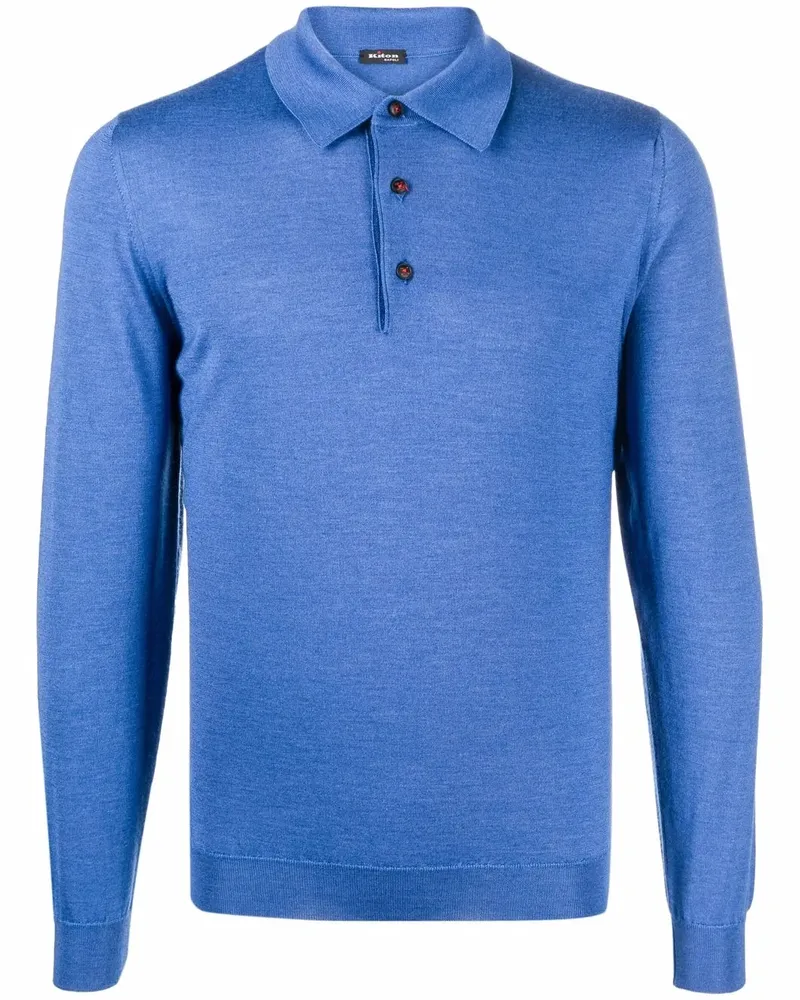 Kiton Gestricktes Poloshirt - Blau Blau