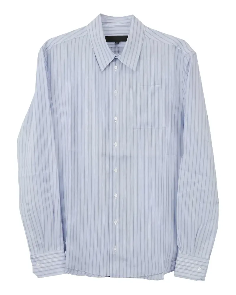 Omar Afridi vertical-stripe chest-pocket shirt - Blau Blau