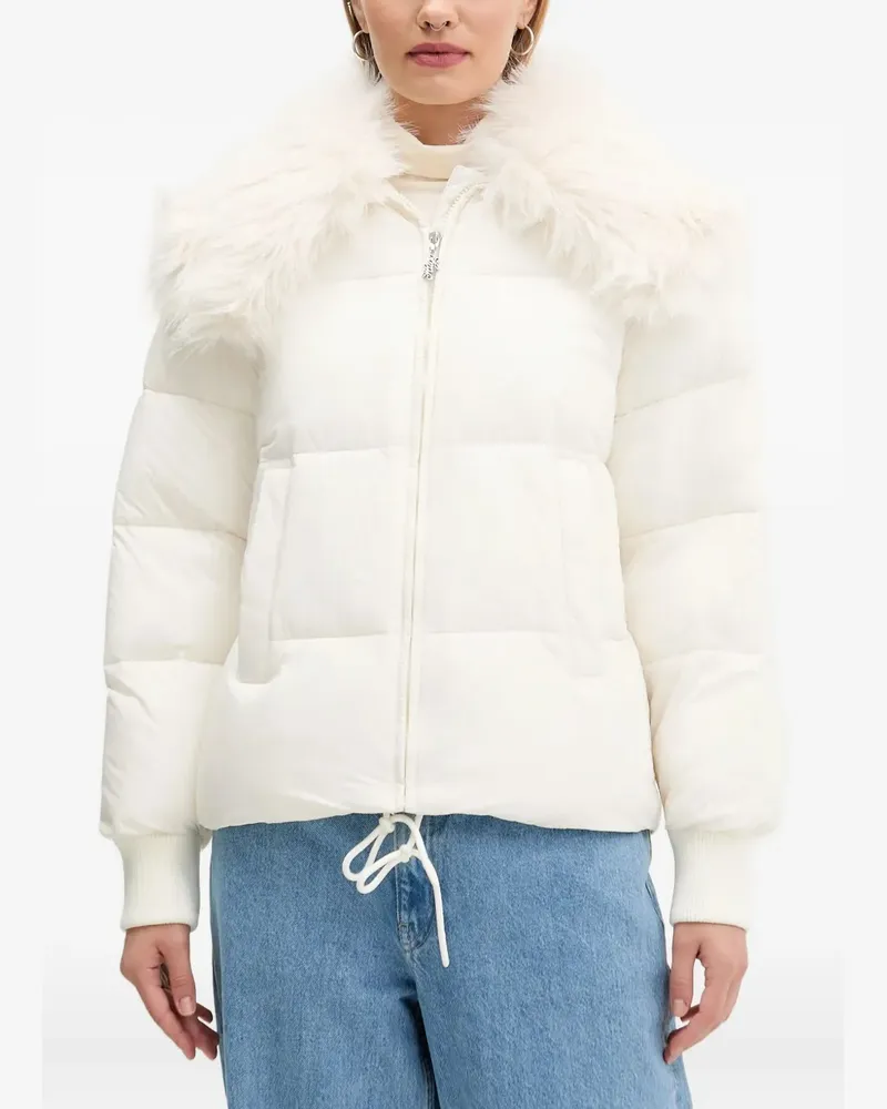 HUGO BOSS fur-collar puffer jacket - Weiß Weiß