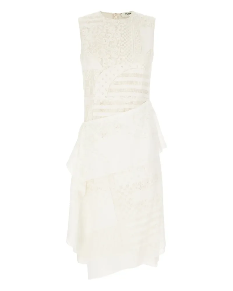 Fendi Midikleid mit Spitzeneinsätzen - Weiß Weiß